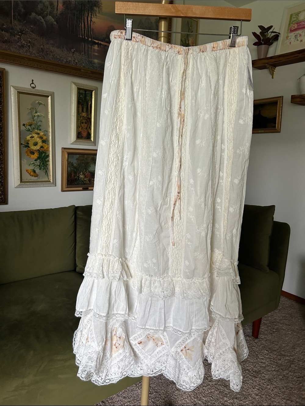 NWT Free People Luna Lace Tiered Skirt